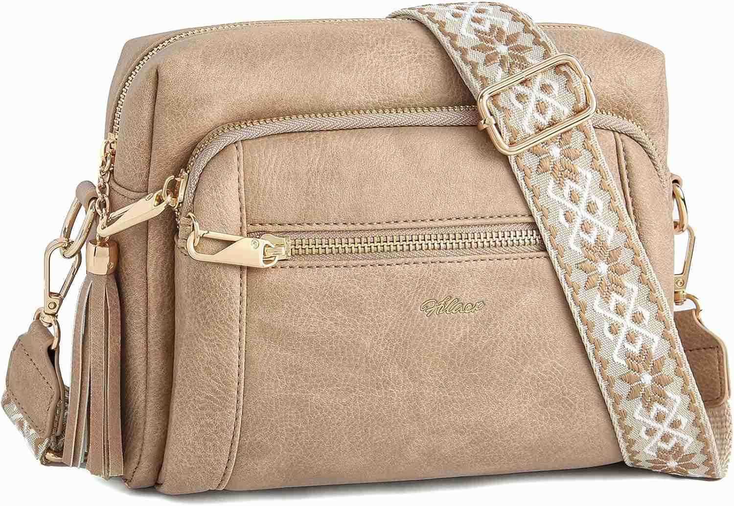 Crossbody Bags for Women Small Leather Anti Theft Purses and Handbags with Wide Strap and TasselW250911
