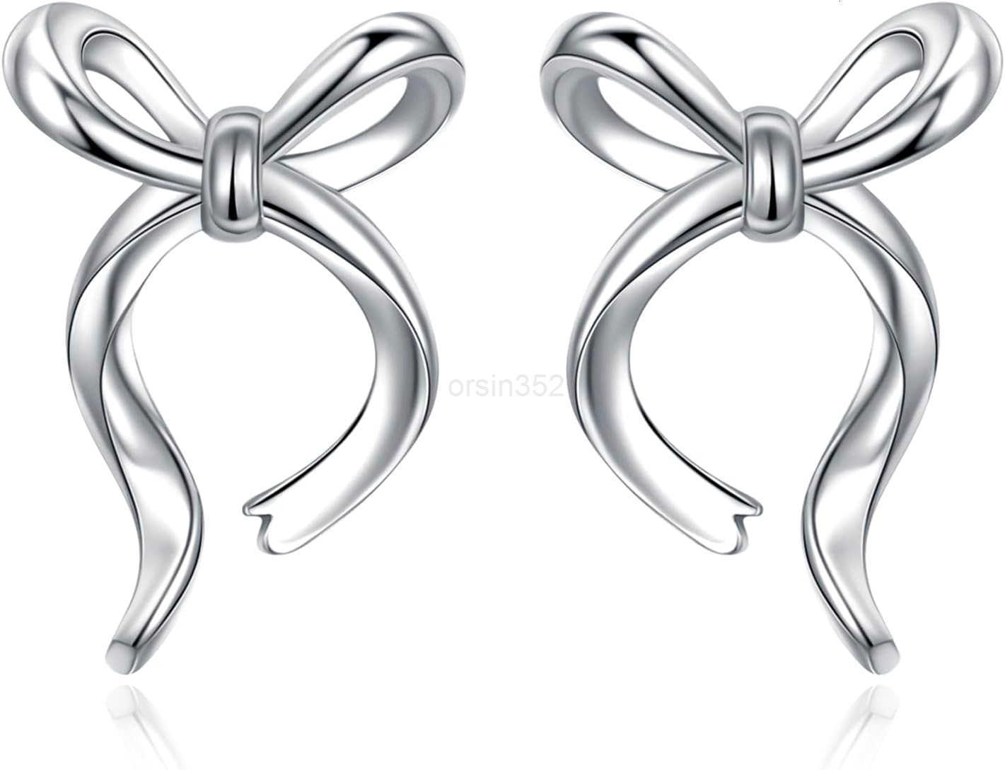S925 Sterling Silver Flower StatementRibbornDainty Teardrop Stud Earrings for Women Christmas Jewelry GiftsW250911