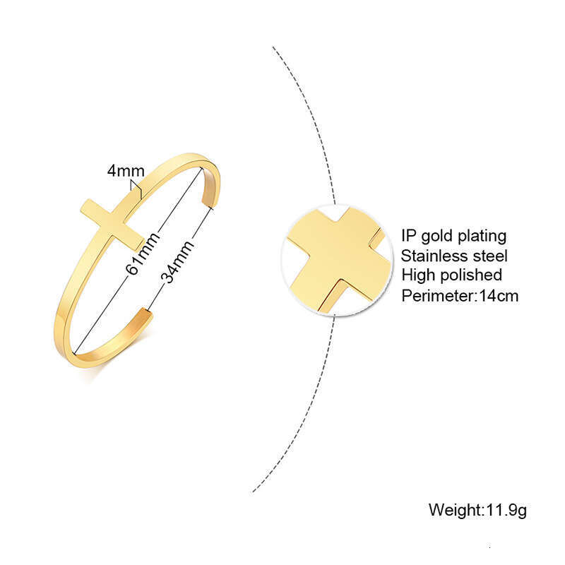 new gold tone bracelet designer bracelet for women Open Bracelet Luxury Jewelry Fashion Simple Geometric Stainless Steel Knot C-shaped Cross border Ac