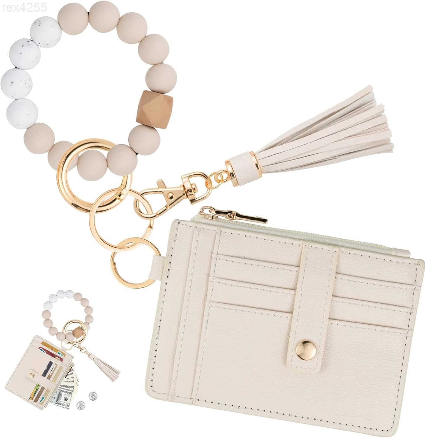 Wallet Keychain Wristlet for WomenSlim RFID Credit Card Holder Purse Tassel Keychain Bangle Key Ring for Men WomenW250911