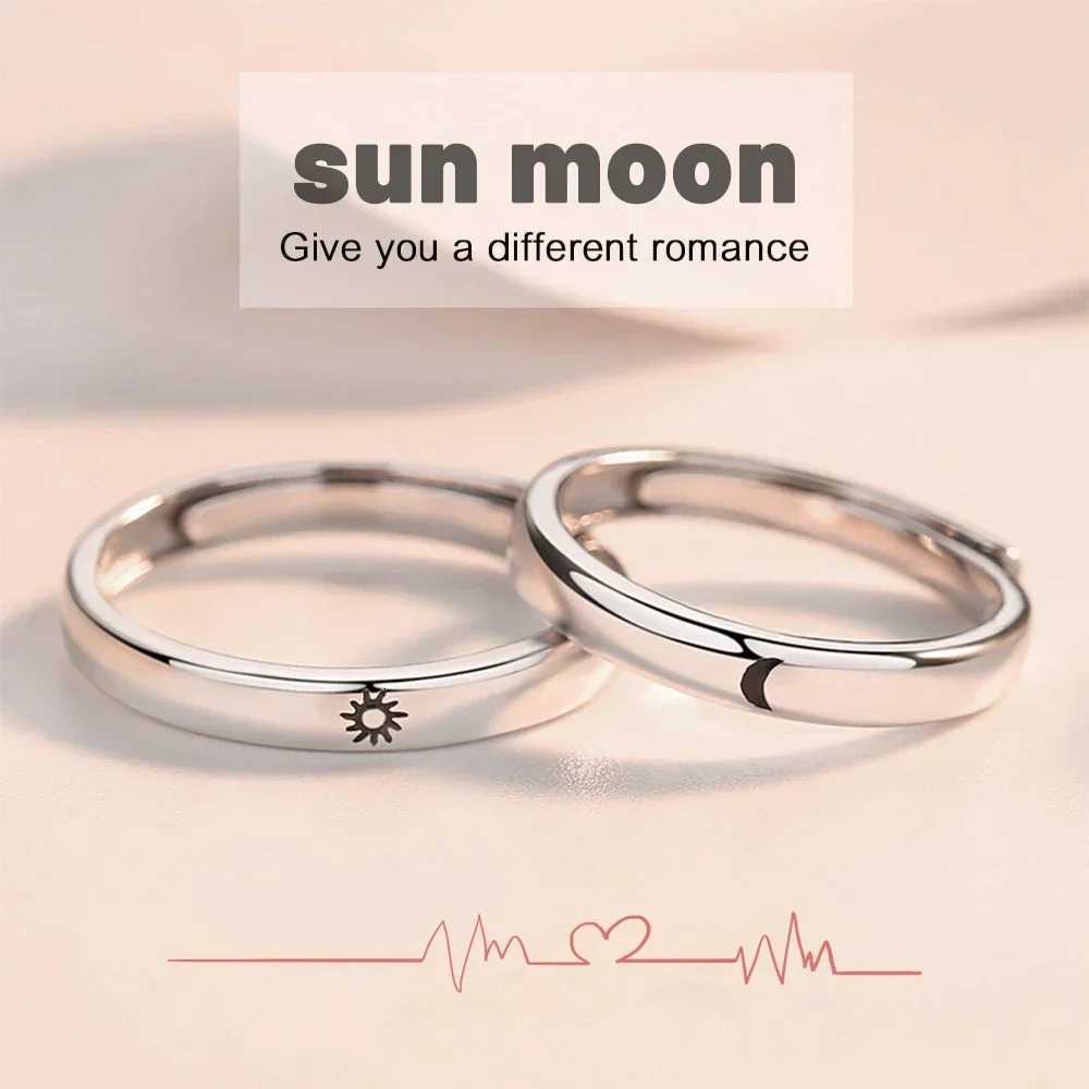 Sun Moon Couple Rings Set Open Adjustable Ring Eachother Lovers Minimalist ring gift Engagement Wedding Rings Bride Jewlery W250911
