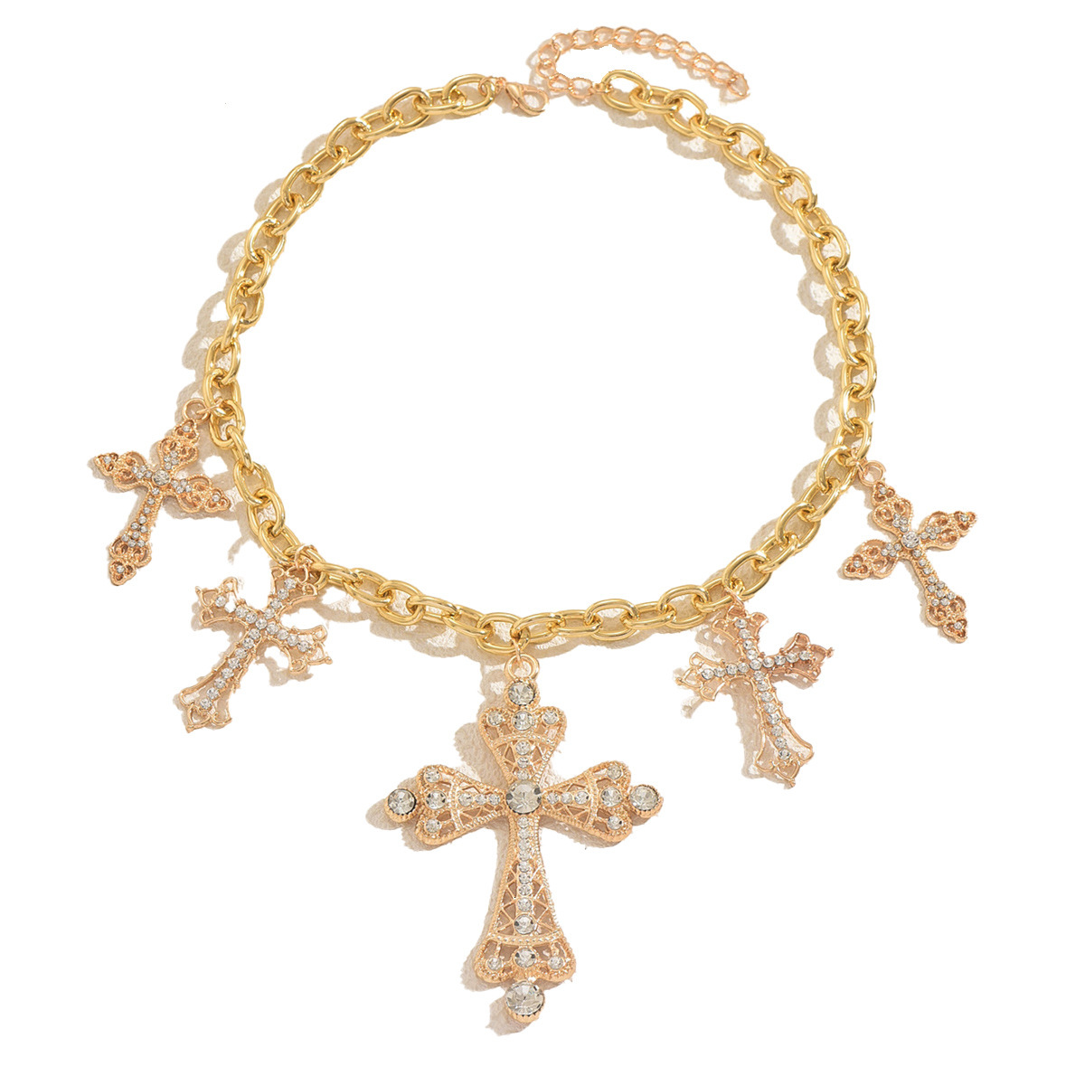 Luxury Brand Designer Jewelry European And American New Women's Necklace Geometric Cross Inlaid With Diamonds Design Pendant Collarbone Chain Ver