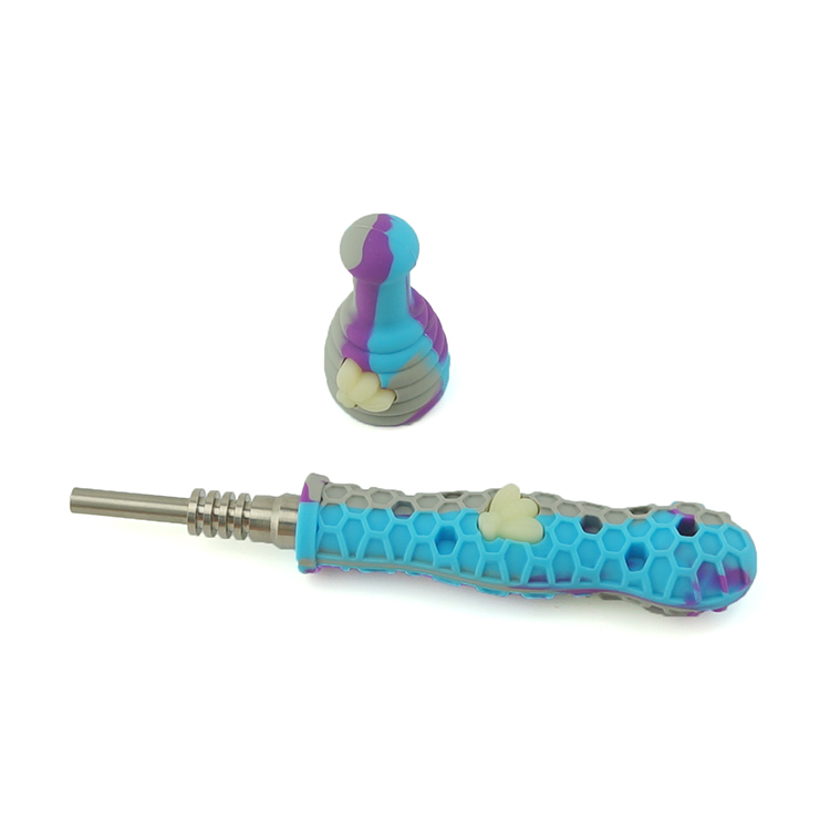 14MM Silicone Smoking nectar collector pipes Colorful Silicone Pipe For Tobacco Dry Herb Spoon Galss water Tobacco Pipes With Holes Glass Bowl Smoking