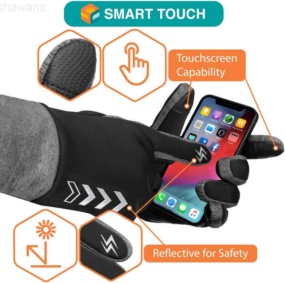 Winter Gloves for Men Women Touch Screen Thermal Gloves Fingertips Hand Warmer AntiGrip Anti Slip Cold and Wind Resistant Waterproof Mittens for Runni