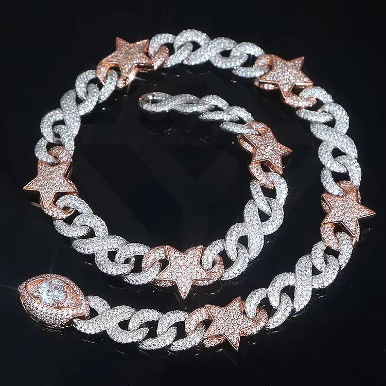 Hip Hop Rose Gold Plated Evil Eyes Cuban Link Chain 18mm CZ Diamond Moissanite Iced Necklace for Gift