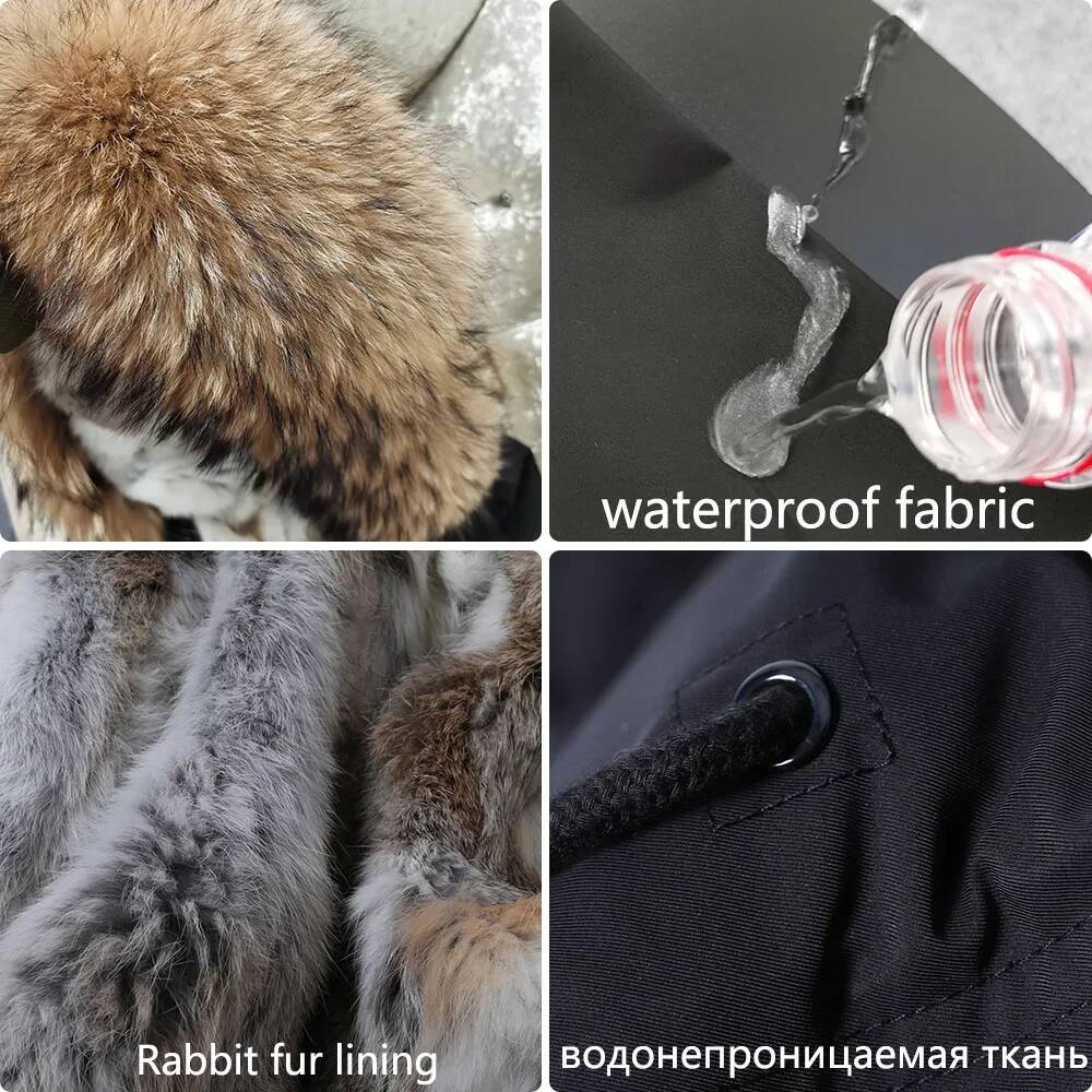 2024 Maomaokong New Women Winter Coat Rabbit Lining Jacket Natural Real Raccoon Collar Parka Fox Fur Short Female Clothing