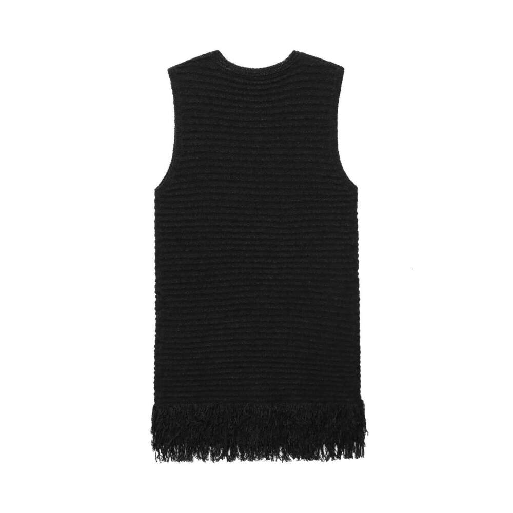 DHEssentials Summer New 2025 Women's Fashion Small Fragrance Style Fashionable Tassel Decorated Plaid Knitted Dress