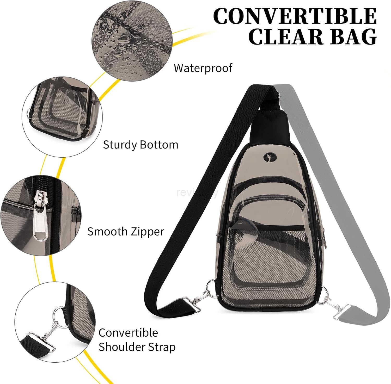 Clear Bag for Stadium Events Clear Backpack Purse for Women Waterproof PVC Crossbody Fanny Pack for ConcertW250911