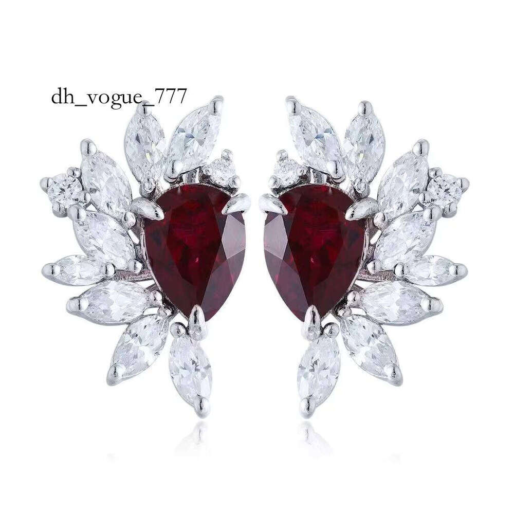 14k White Gold Ruby Moissanite Earrings D Color Marquise Cut Elegant Classic Design Custom Veet Clasp Women's Gift