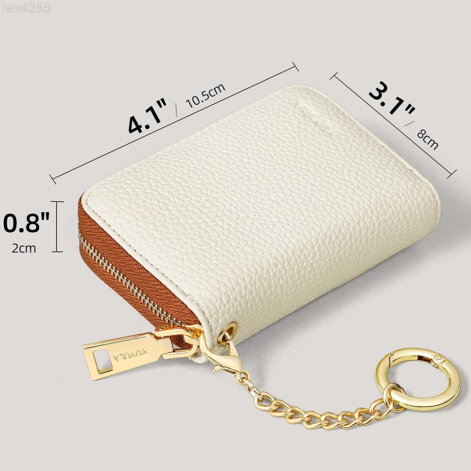 Lether Women Credit Card Wallet Zipper Business Card Holder for Women RFID Blocking KeyChain Wallet WhiteW250911