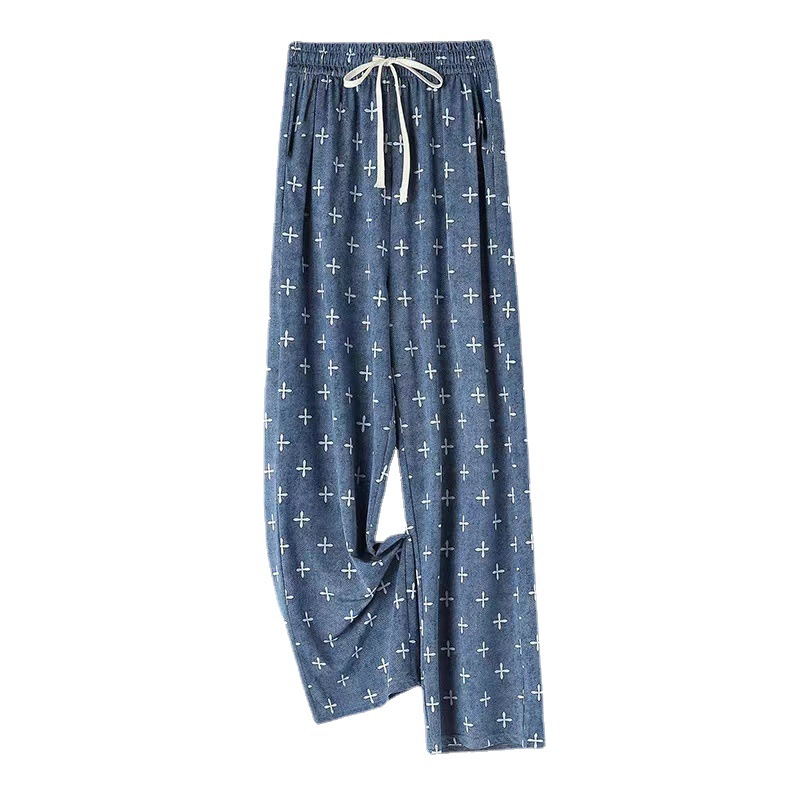 Ice Silk Wide Leg Jeans Womens Summer Cool Print Casual Pants Drapey High Waist Slimming Straight Leg Trousers250723