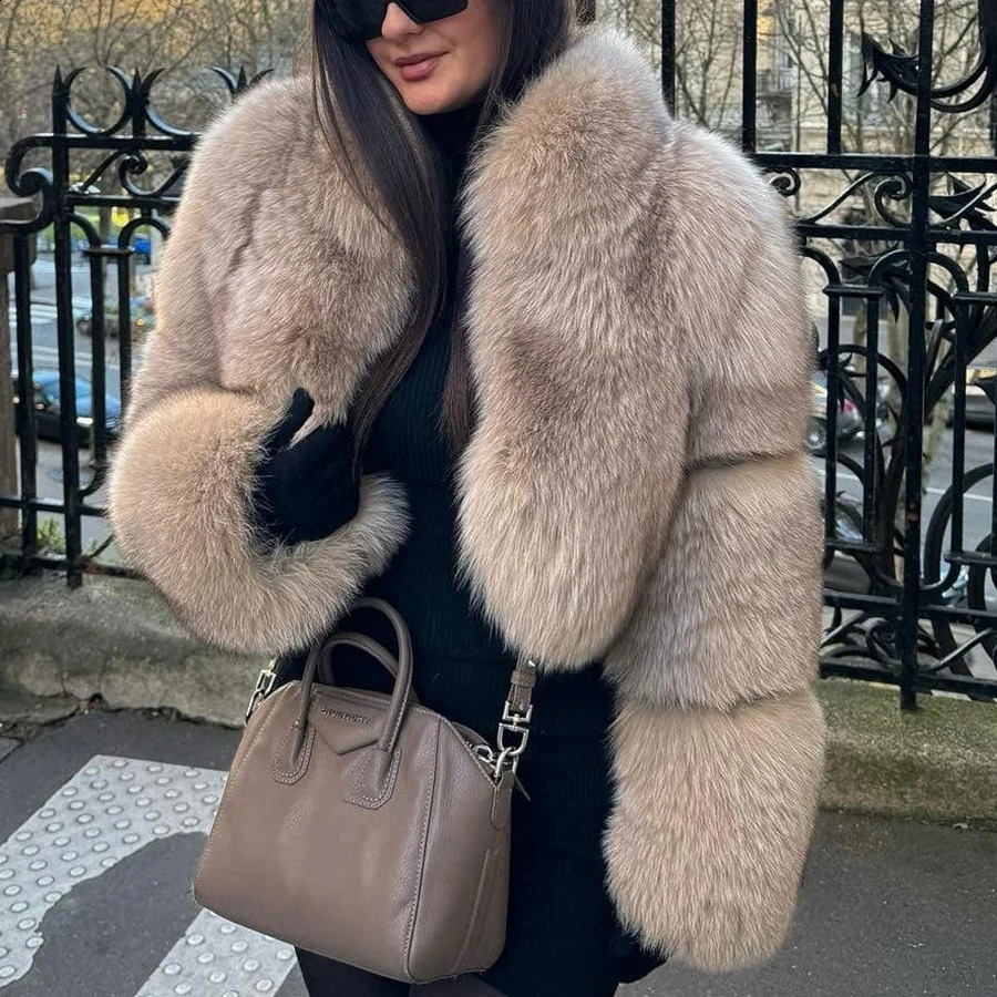 Bolero Jacket Natural Fox Fur Coat With High Collar Cropped Fur Jacket Womens Winter Jacket Selling Real Fur Jacket 250910
