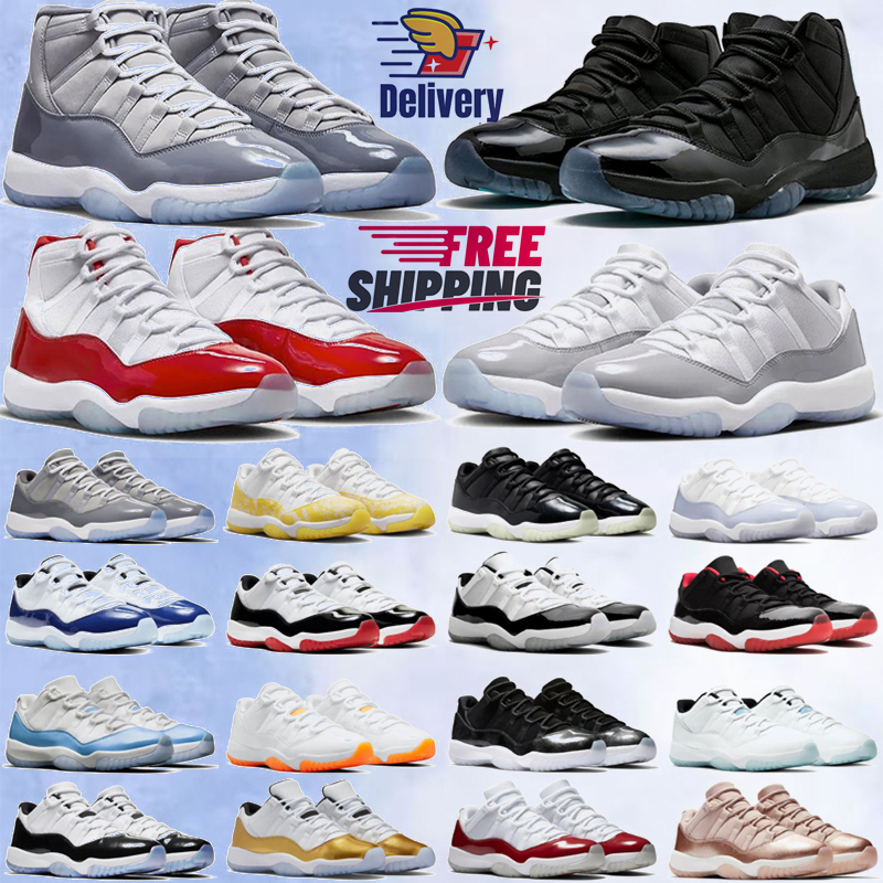 Designer sneakers 11 cherry mid cut basketball shoes for men women 11s high low Cement brown Green Snakeskin Bred Rose Gold Space Jam outdoor womens mens trainers