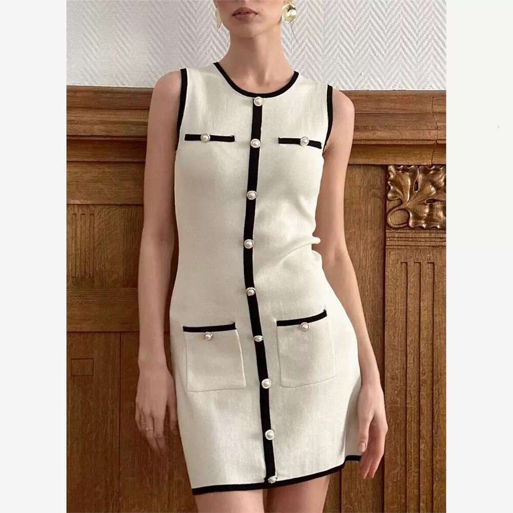 DHEssentials 2025 Fashion Casual Little Chanel Style Knitted Vest Dress