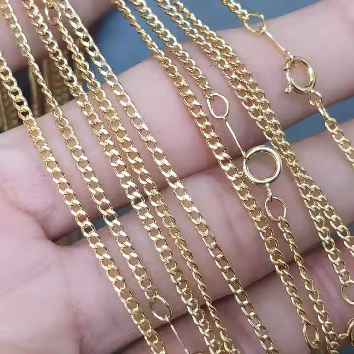 Wholesale Fine Real 14k Gold Filled 2mm Stamped Cuban Link Chain Necklace for Women Permanent Jewelry Gifts