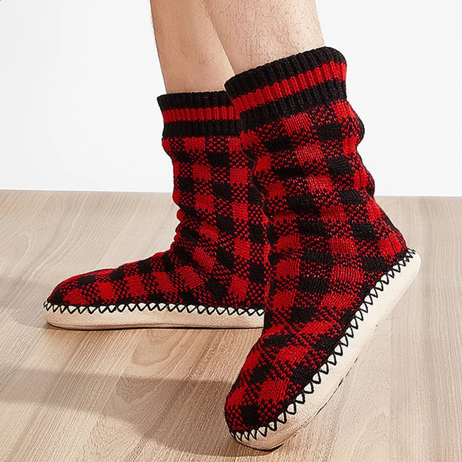 Mens slippers For Home Thicken Warm Floor Slippers Socks NonSlip Indoor Fashion Plush Slippers Socks House Shoes Male 250906