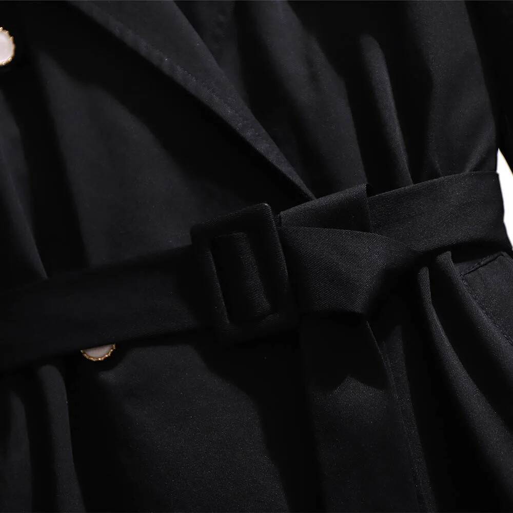 150Kg Plus Size Women's Autumn Tailored Collar Long Trench Bust 153cm 5XL 6XL 7XL 8XL 9XL Loose Double-Breasted Coat