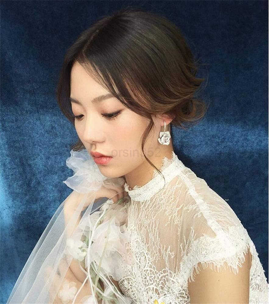 Flower Dangle Stud Earrings for Women Girls with Charms Fashion Luxury Pave Rhinestone Filigree Camellia Rose Dainty Crystal Drop Dangling Wedding Pro