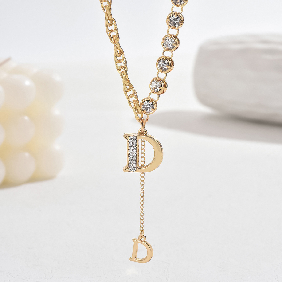 Luxury Brand Designer Jewelry Sweet Korean Style Fresh Women's Necklace Personalized English Letter Niche Design Clavicle Chain Inlaid With Zirco