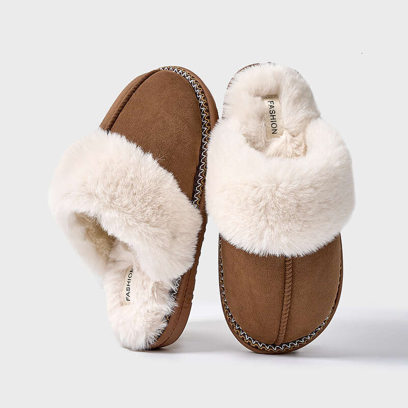 Winter Household Wool Women Non-Slip Free shipping new Plush Cotton Home Slippers Furry Shoes