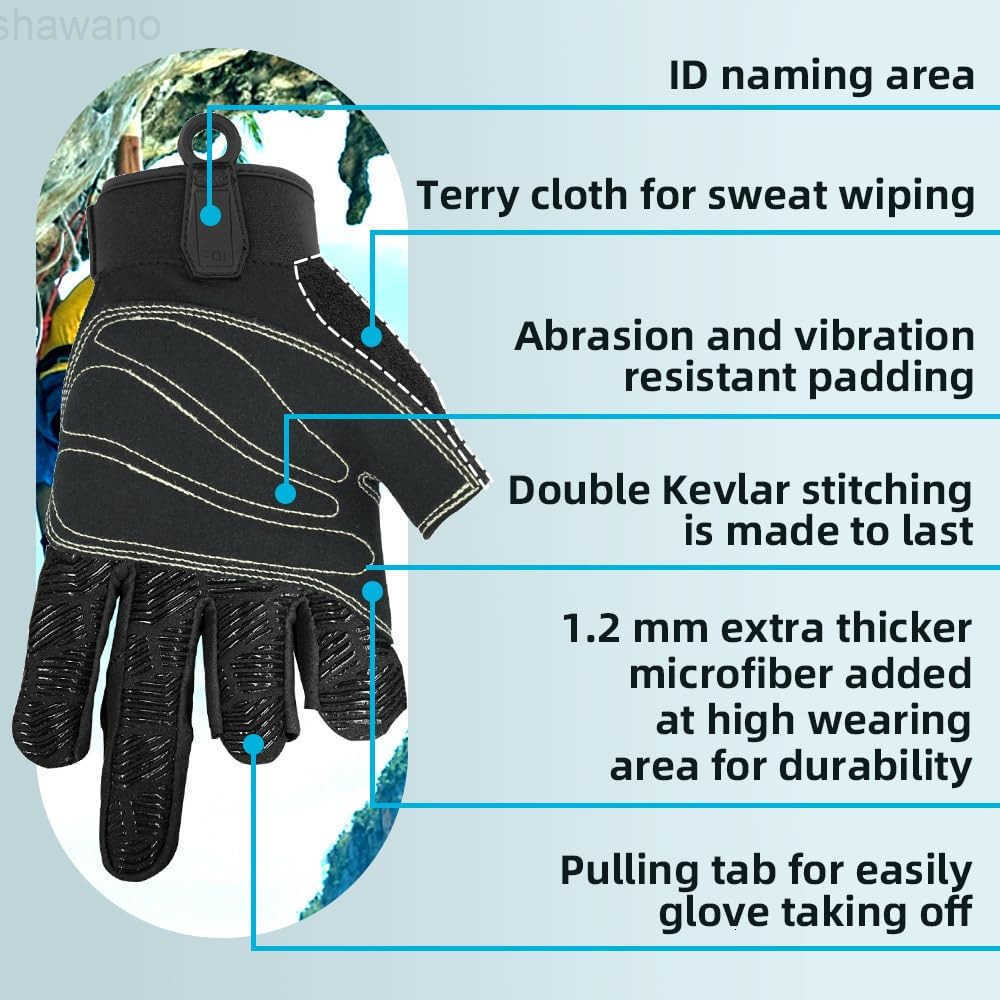 Full or Half Finger Padded Palm Lightweight Breathable Climbing Rope Gloves for Climbers Rock Climbing Rescue Adventure Sailing Kayaking Outdoor Sport