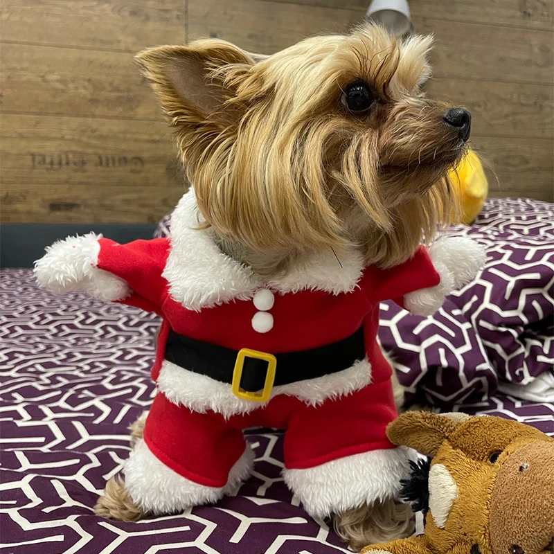 Christmas Clothes for Dogs Cats New Year Santa Claus Costume Puppy Cosplay Clothing Funny Pet Dress Up Suit Holiday Party Outfit E29