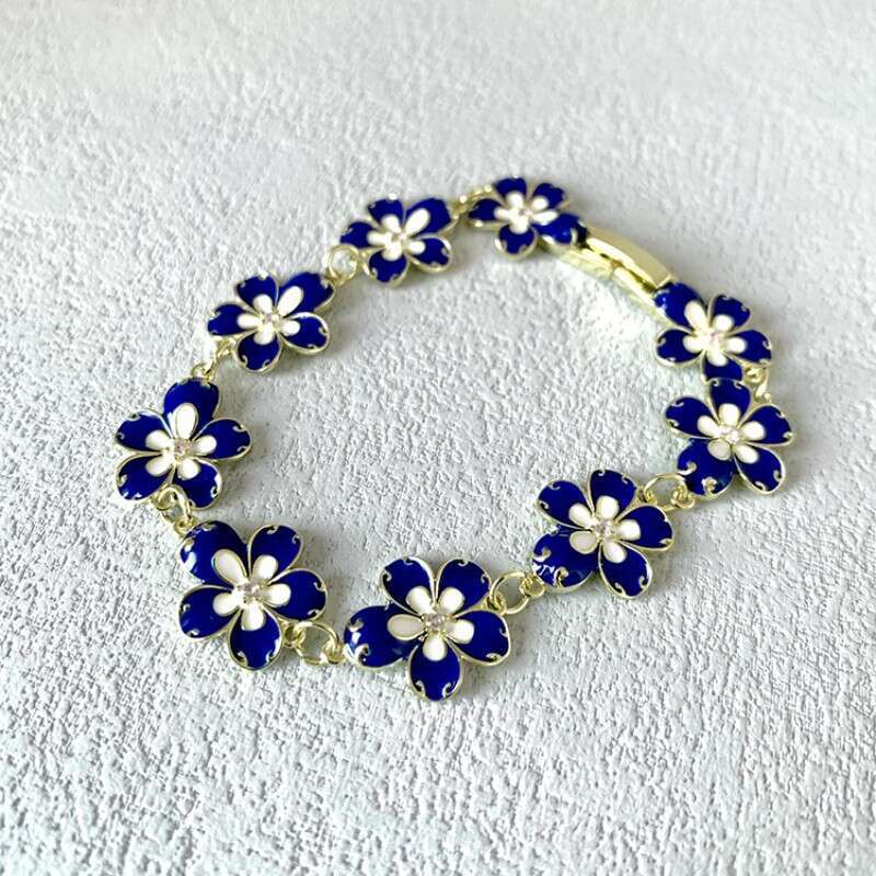 Korean Four-Petal Zircon Flower Light High-End Feel Elegant Adjustable Bracelet New Style Women's Jewelry