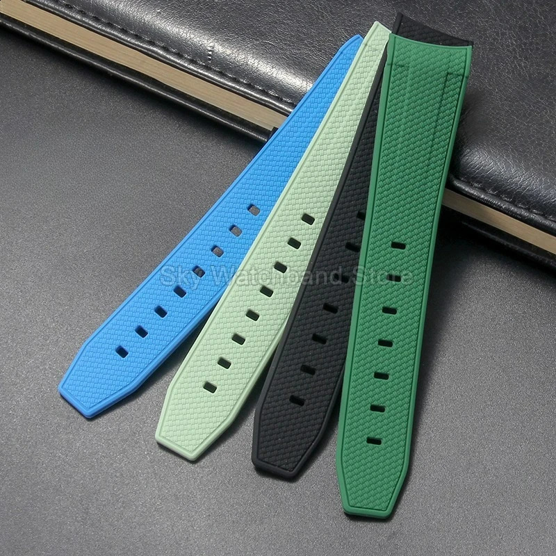For Moon Collaboration 20mm Woven Rubber Watch Strap HeatResistant Black White Blue Curved Interface Band 250910