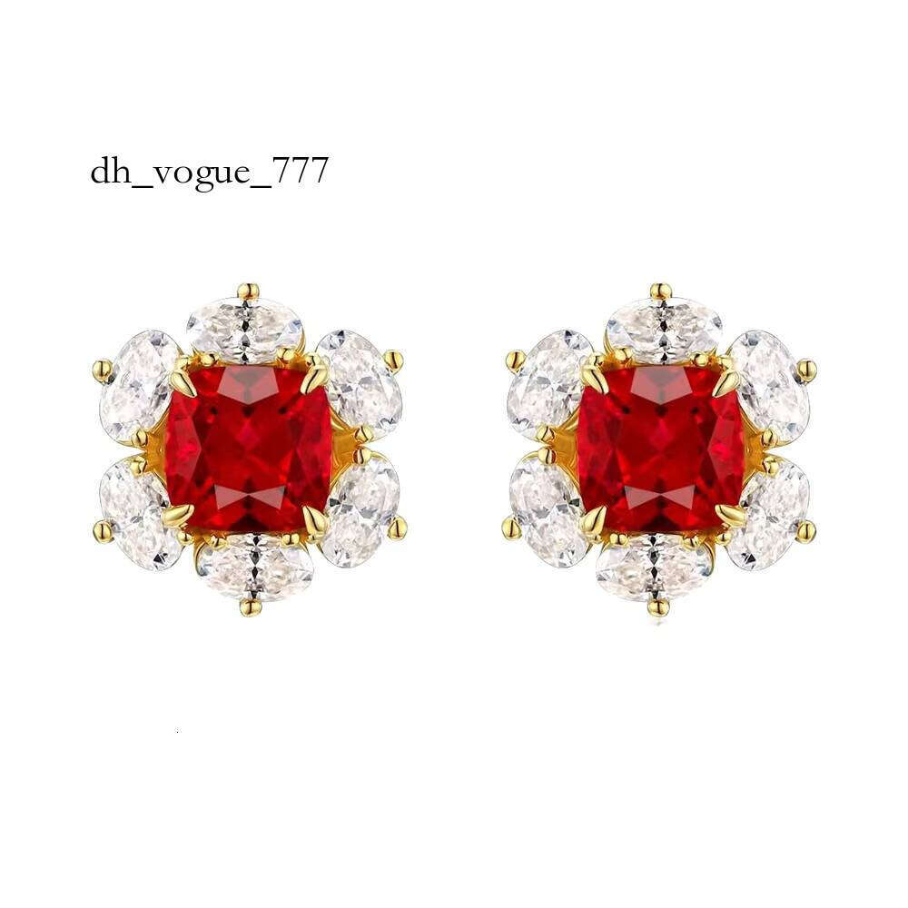 Vintage Sterling Sier Lab Grown Ruby January Birthstone Stud Moissanite Earrings for Women Rhodium Plated Anniversary