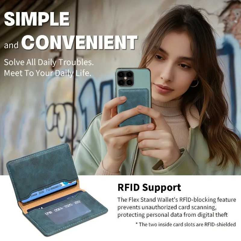 EUCAGR RFID Shielded Credit Card Wallet Magnetic Phone Case 3 Card Slots Faux Leather Secure ID Credit Card Storage MenS Gift W250911