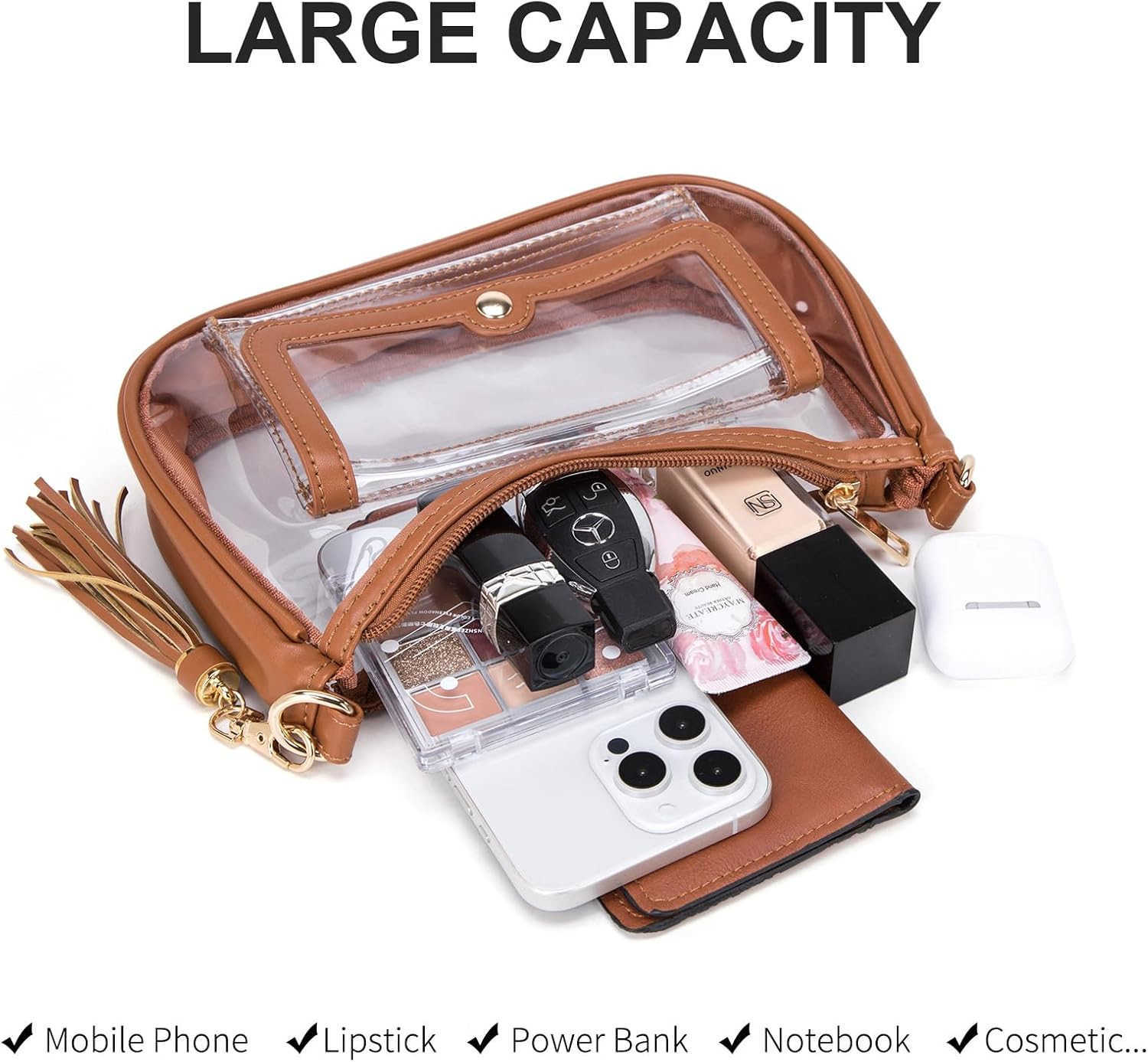 Clear Bag for Stadium Events Clear Purses for Women Crossbody Stadium ApprovedW250911