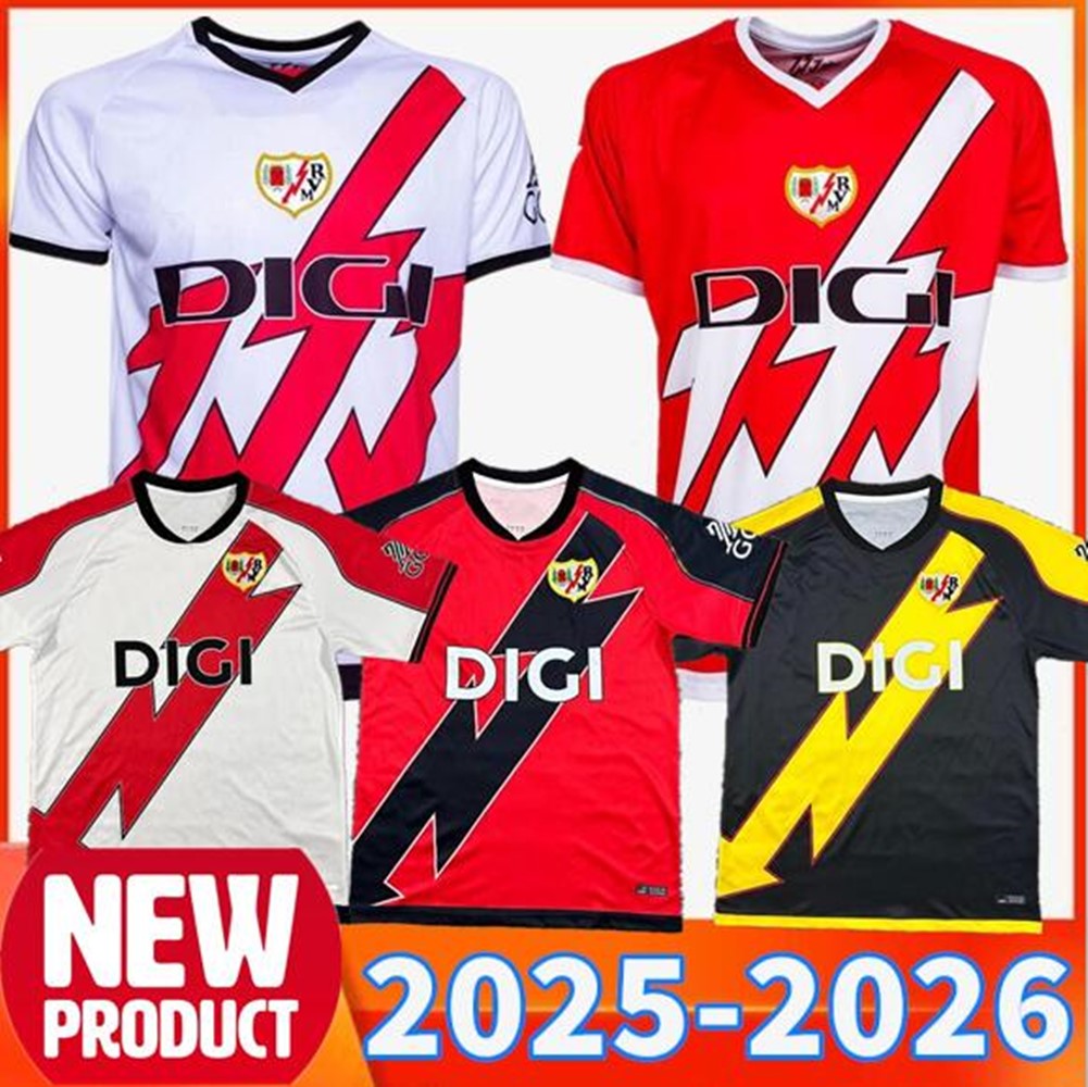 25 26 Rayo Vallecano Soccer Jerseys ISI BEBE VALENTIN SANTI COMESANA DIMITRIEVSKI 2025 2026 Men and kids camisetas de futbol Home Away 3rd Football Shirts