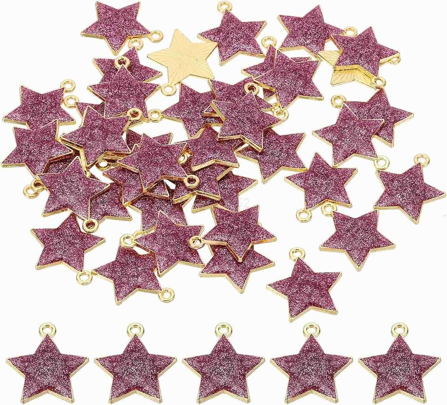 40pcs Star Charm Pentagram Charm Pendants Small Bulk Resin Glitters for Jewelry Making s EarringsW250911