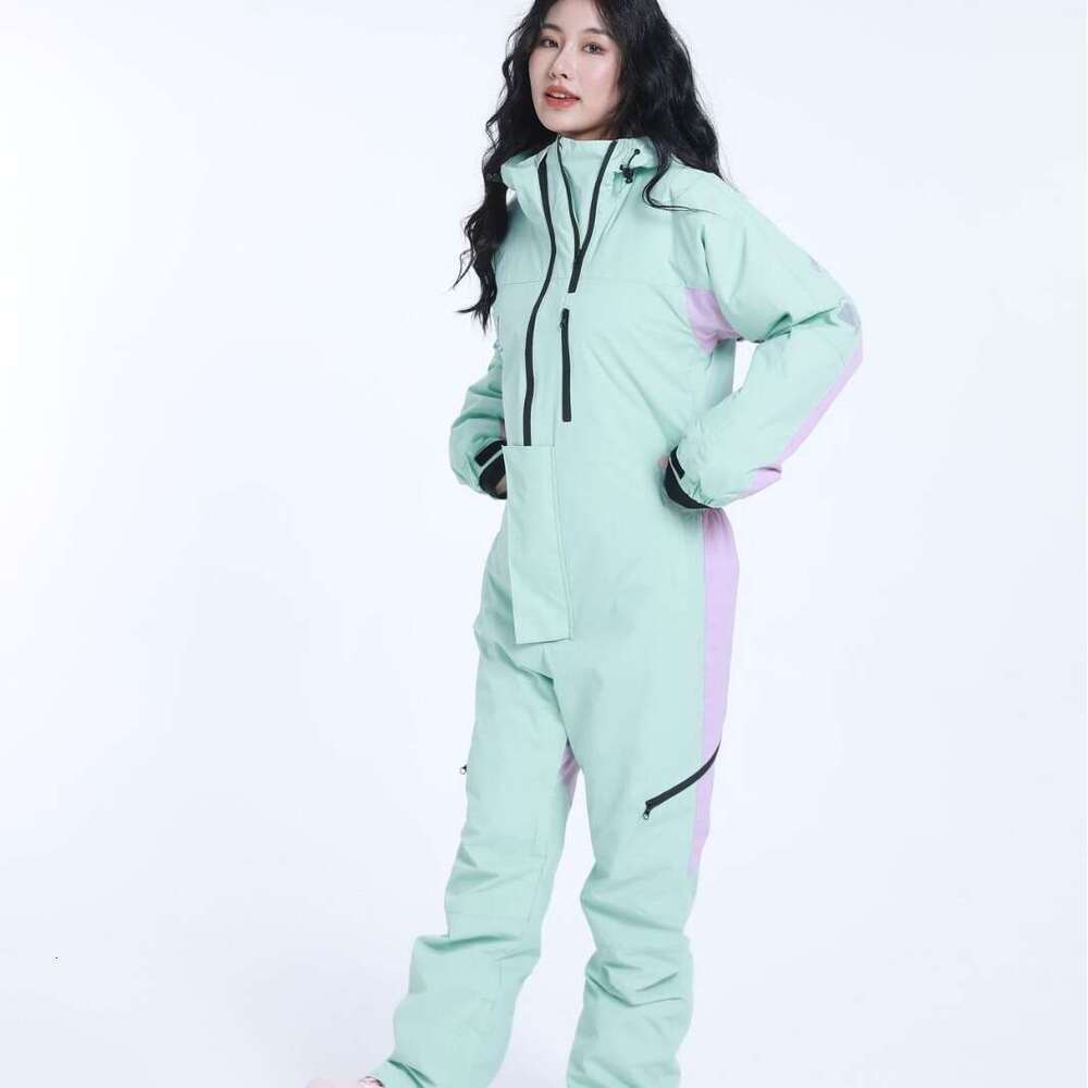 One-Piece Ski Suit Winter Suspenders Couple Snowboard Double Board Pantsuits Purple Men And Women