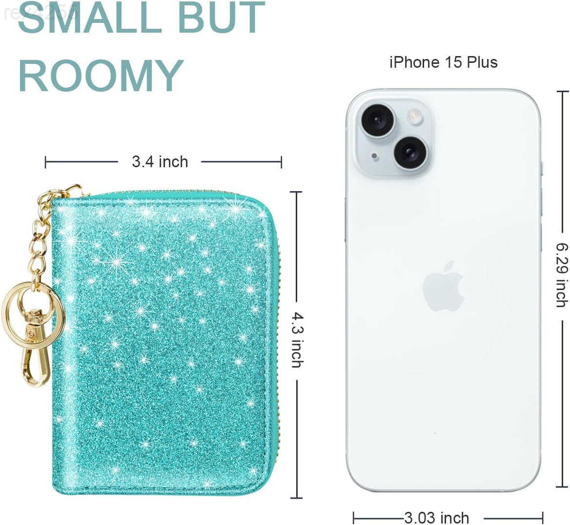 14 Credit Card Slots RFID Card Holder Wallet Glitter Leather Small Cute Card Organizer Case with Coin Pocket Keychain TiffanyW250911