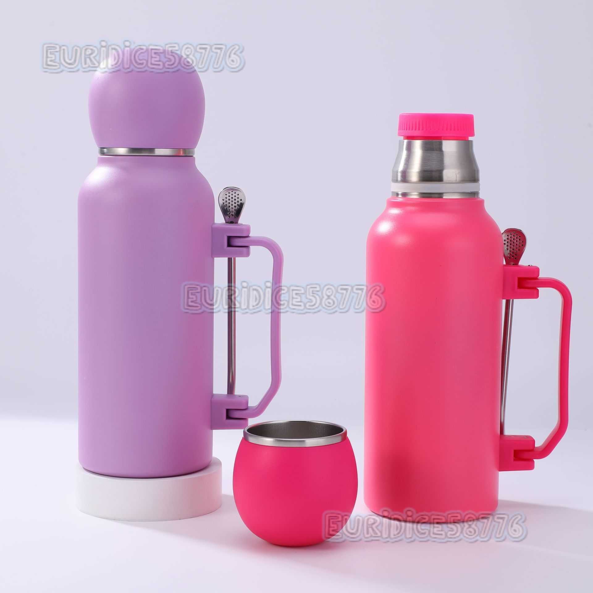 Simple Portable 304 Stainless Steel Insulated Cup with Spoon Large Capacity with Handle Outdoor Hiking Sports Water Bottle H250911