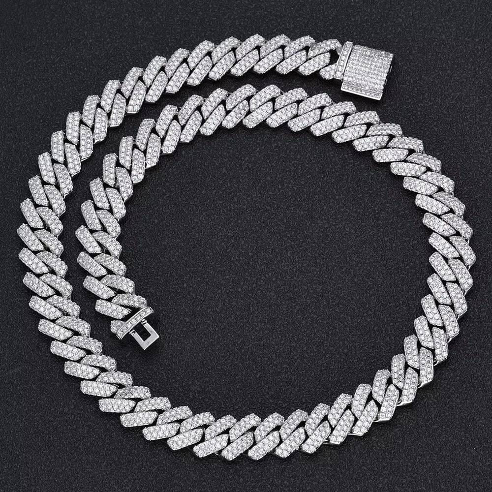 NUOYA 14mm 18K Gold Plated Iced Out Cuban Link Chain Necklace for Men Hip Hop Jewelry Customizable Diamond Cuban Chains