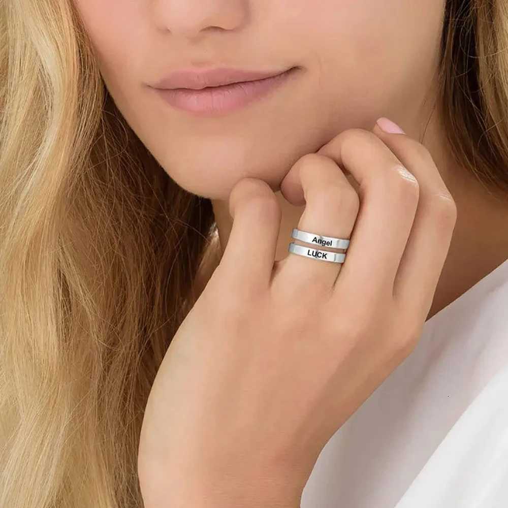 COOLTIME Personalized Name Ring Stainless Steel Fashion Double Triple Name Ring for Couple Jewelry Birthday Gift New W250911
