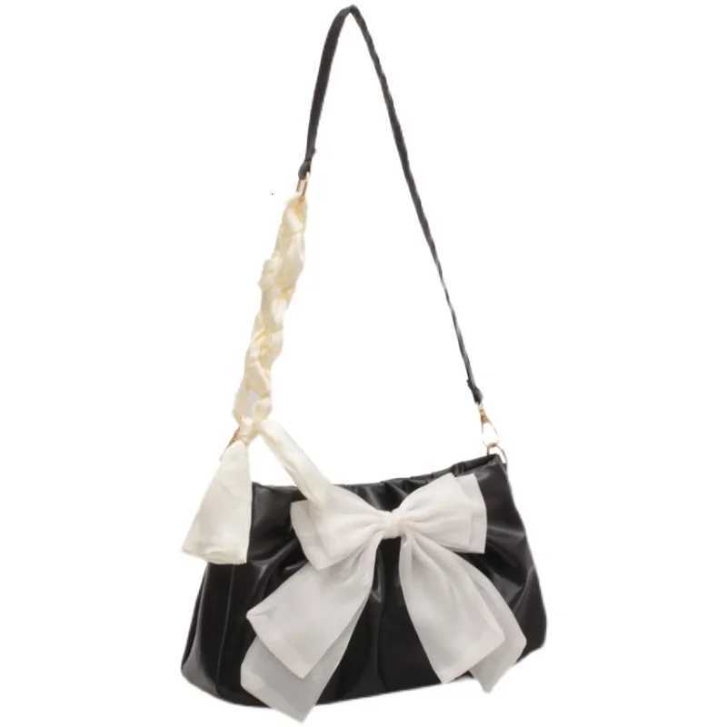 Lovely Bow Handbags for Girls Ladies Fashion Pleated Shoulder Bags for Women Simple Design Female Underarm Bag Casual Tote Purse W250911