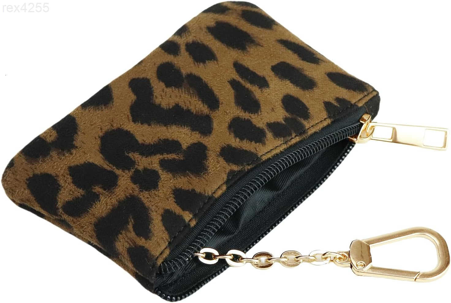 Coin Purse with Key Chain for Women Leopard Print Change Purse Card Holder Wallet Medium Size 4x15x1 inches BrownW250911
