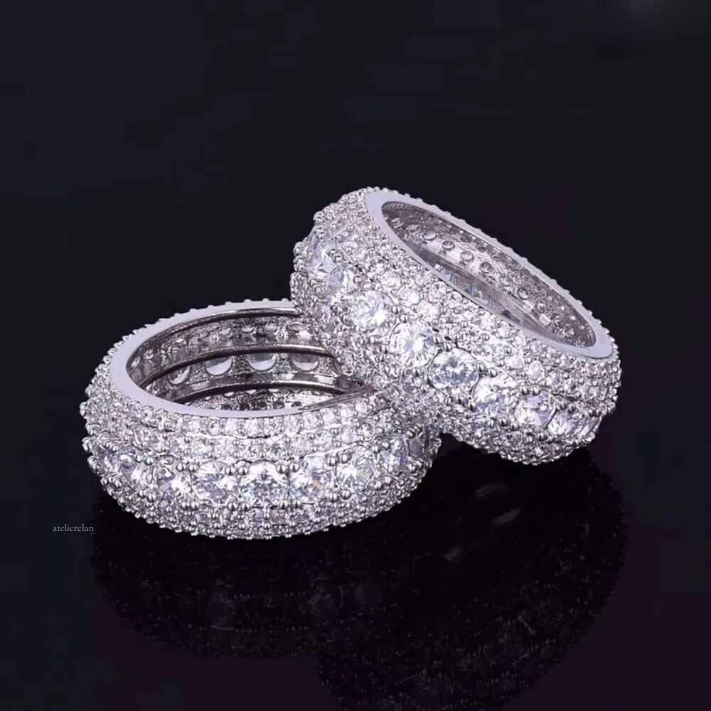 Custom High Quality Gold Plated Hip Hop Men D VVS Sterling Sier Moissanite Ring