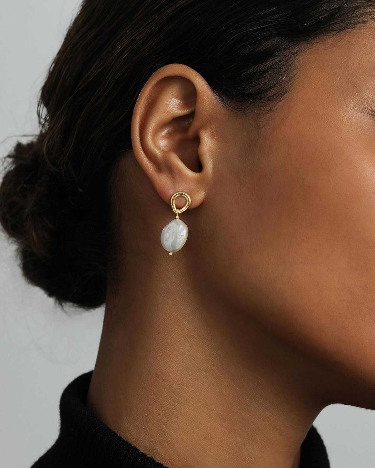 14K Gold Plated Pearl Earrings for Women Pearl Statement Drop Bridal Earrings Sterling Silver Posts Dangle Studs Gold Wedding JewelryW250911