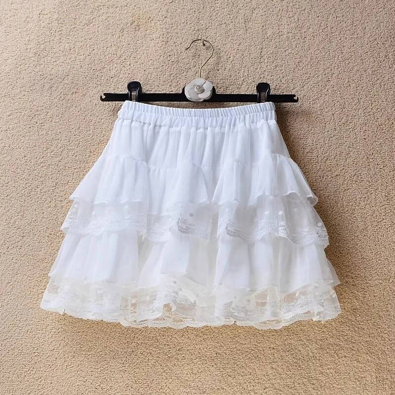 Elastic Gothic Lace Tutu Skirt Women Black Mesh Detail Petticoat Sexy Mini Tulle Skirts Party Club Wear Dancer dongdumaoyi