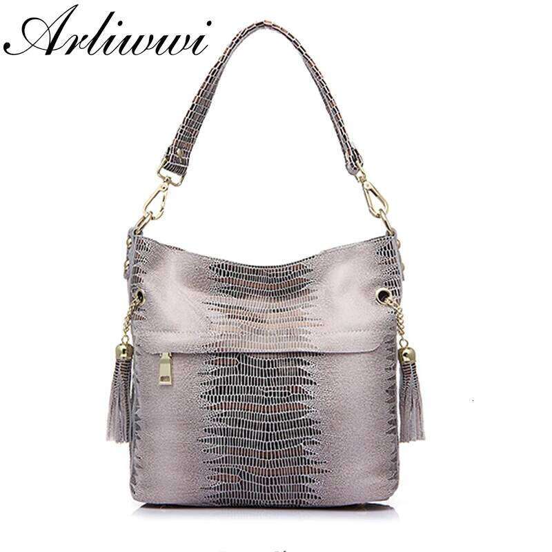 100% Genuine Women's Shoulder Handbags Shiny Emed Lady Suede Cowhide Real Leather Bags New Cross Body Bucket Bag