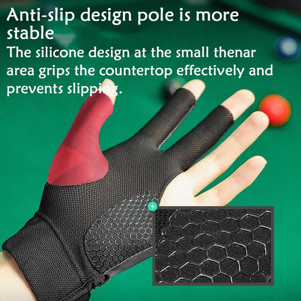 Pool Glove Left Hand Billiards Glove Billiard Pool Gloves for Left Hand 3 Finger Snooker Cue Sport Glove Popular Sizes for Men WomenW250911