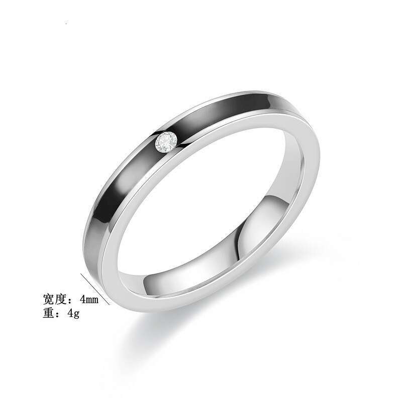 Ins Japanese and Korean Style Trendy Titanium Steel Oil Drop Inlaid for Women Fashionable Versatile Couple Ring Diamond Jewelry