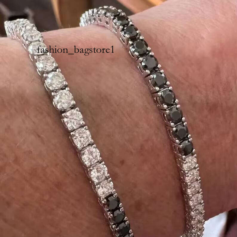 Classic Custom Tennis In Black And White 3.0mm Certified Moissanite Dia Charm Trendy Style Bracelet
