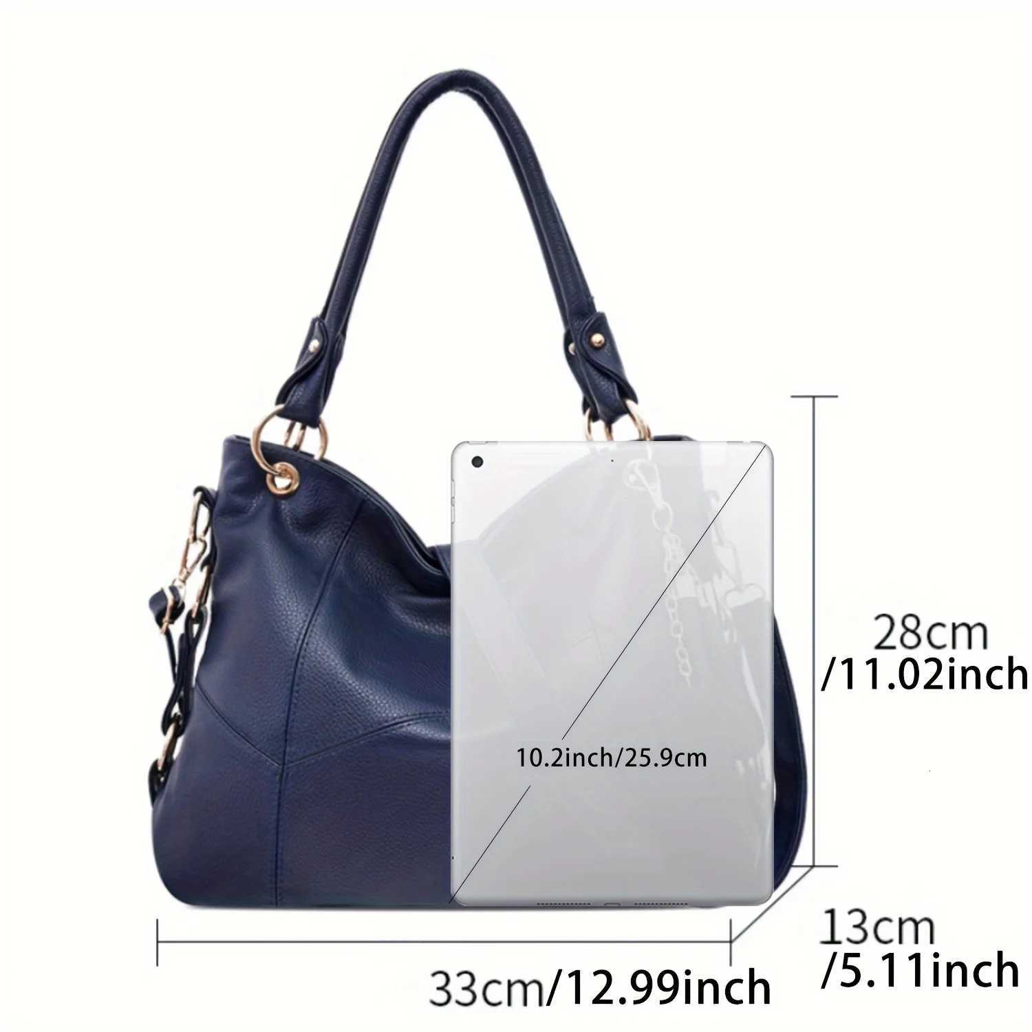 1PC Classic Design Premium Soft Leather Hobo Bag 2Way Carry Large Capacity Tote Bag Crossbody Bag with Trendy Keychain Women Z250911