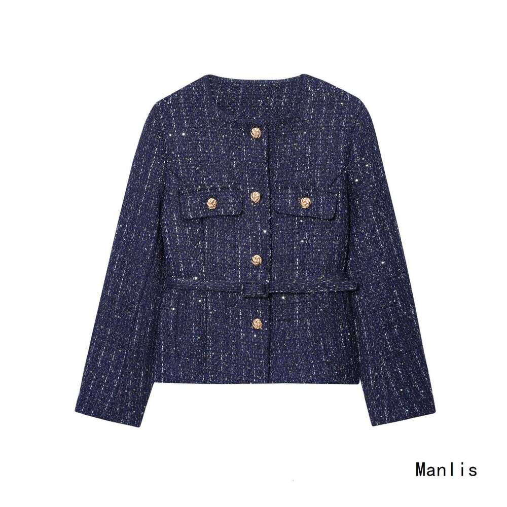 DHEssentials 2025 New Autumn Winter Round Neck Chanel Style Short Coat for Women French Tweed
