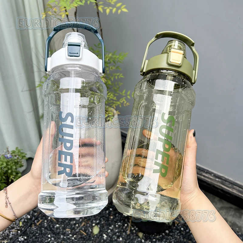 Large Capacity Water Bottle Sports Water Bottle Outdoor Straw Cup Summer Straw Outdoor Water Fitness Cup H250911